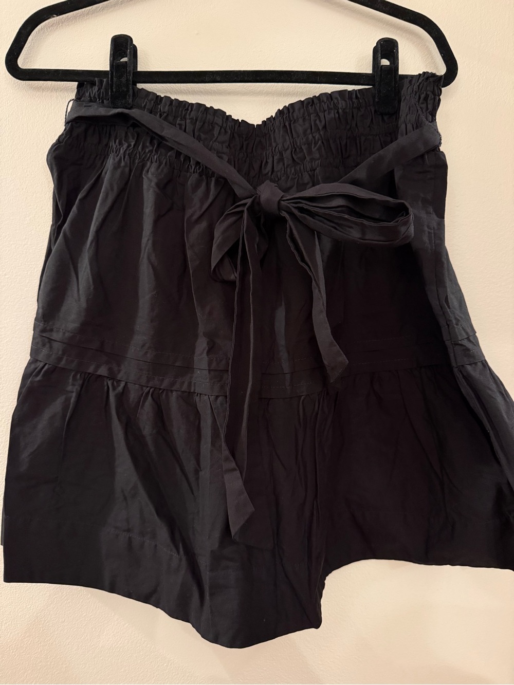 Anthropologie Black Strapless Smocked Romper with Tie belt